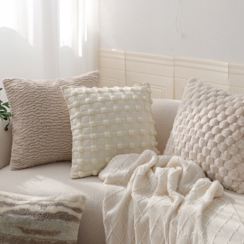 Set of 2 With Inserts Textured Serenity Collection - Modern Plush Throw Pillows in Sage Green and Ivory with Tufted, Striped, and Quilted Patterns