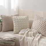 Set of 2 With Inserts Textured Serenity Collection - Modern Plush Throw Pillows in Sage Green and Ivory with Tufted, Striped, and Quilted Patterns