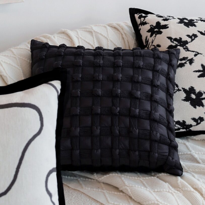 Textured serenity collection - modern plush throw pillow with tufted, striped, and quilted patterns Pack of 1