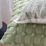 Set of 2 With Inserts Textured Serenity Collection - Modern Plush Throw Pillows in Sage Green and Ivory with Tufted, Striped, and Quilted Patterns