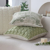 Set of 2 With Inserts Textured Serenity Collection - Modern Plush Throw Pillows in Sage Green and Ivory with Tufted, Striped, and Quilted Patterns
