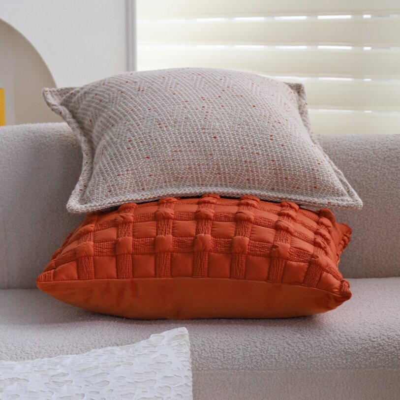 Set of 2 textured serenity collection - modern plush throw pillows with tufted, striped, and quilted patterns