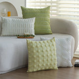 Set of 2 With Inserts Textured Serenity Collection - Modern Plush Throw Pillows in Sage Green and Ivory with Tufted, Striped, and Quilted Patterns