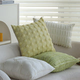 Set of 2 With Inserts Textured Serenity Collection - Modern Plush Throw Pillows in Sage Green and Ivory with Tufted, Striped, and Quilted Patterns