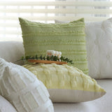 Set of 2 With Inserts Textured Serenity Collection - Modern Plush Throw Pillows in Sage Green and Ivory with Tufted, Striped, and Quilted Patterns