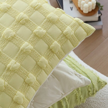 Set of 2 With Inserts Textured Serenity Collection - Modern Plush Throw Pillows in Sage Green and Ivory with Tufted, Striped, and Quilted Patterns