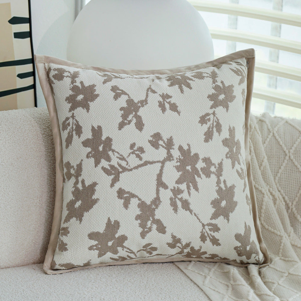 textured embroidery, subtle floral throw pillows Pack of 2 of 18"x18" with 450g insert