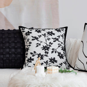 textured embroidery, subtle floral throw pillows Pack of 2 of 18"x18" with 450g insert