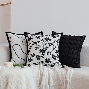 textured embroidery, subtle floral throw pillows Pack of 2 of 18"x18" with 450g insert