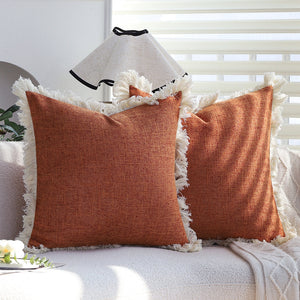 Boho-chic style lumbar throw pillow covers Pack of 2  size 12"x20" and 18"x18"