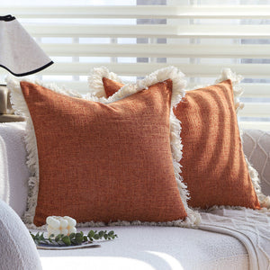 Boho-chic style lumbar throw pillow covers Pack of 2 size 12"x20" and 18"x18"