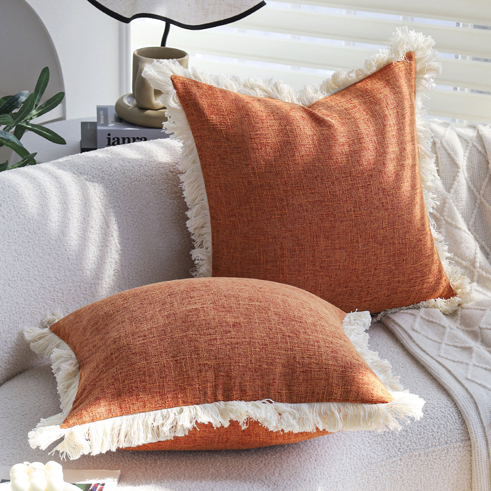 Boho-chic style lumbar throw pillow covers Pack of 2  size 12"x20" and 18"x18"
