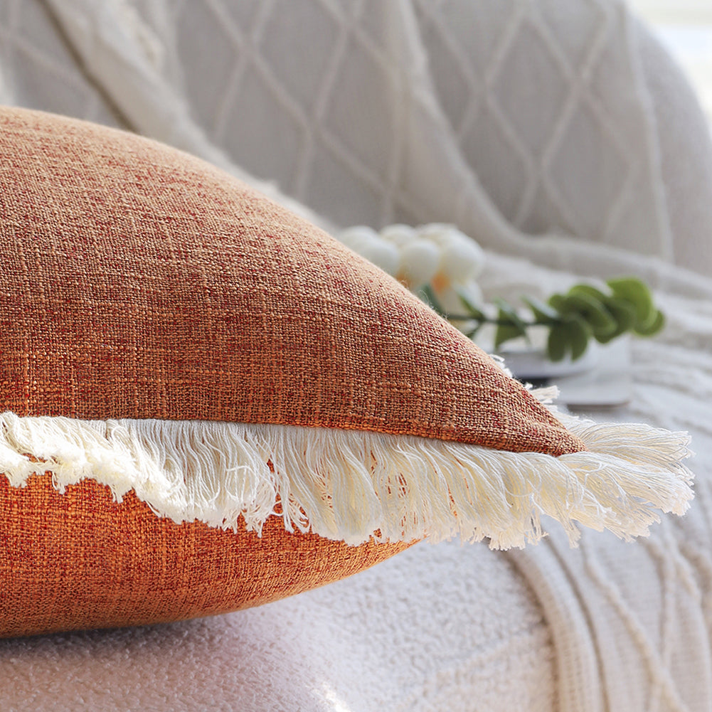 Boho-chic style lumbar throw pillow covers Pack of 2 size 12"x20" and 18"x18"