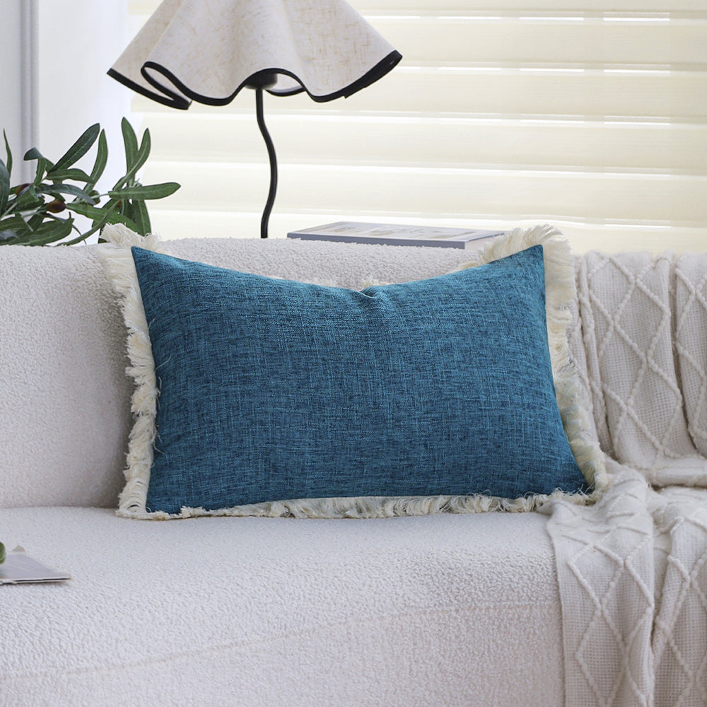 boho-chic style lumbar throw pillow covers Pack of 1 of 12"x20" and 1 of 18"x18"