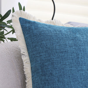 boho-chic style lumbar throw pillow covers and inserts Pack of 1 of 12"x20" and 1 of 18"x18"