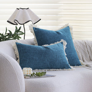 boho-chic style lumbar throw pillow covers and inserts Pack of 1 of 12"x20" and 1 of 18"x18"