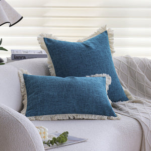boho-chic style lumbar throw pillow covers Pack of 1 of 12"x20" and 1 of 18"x18"