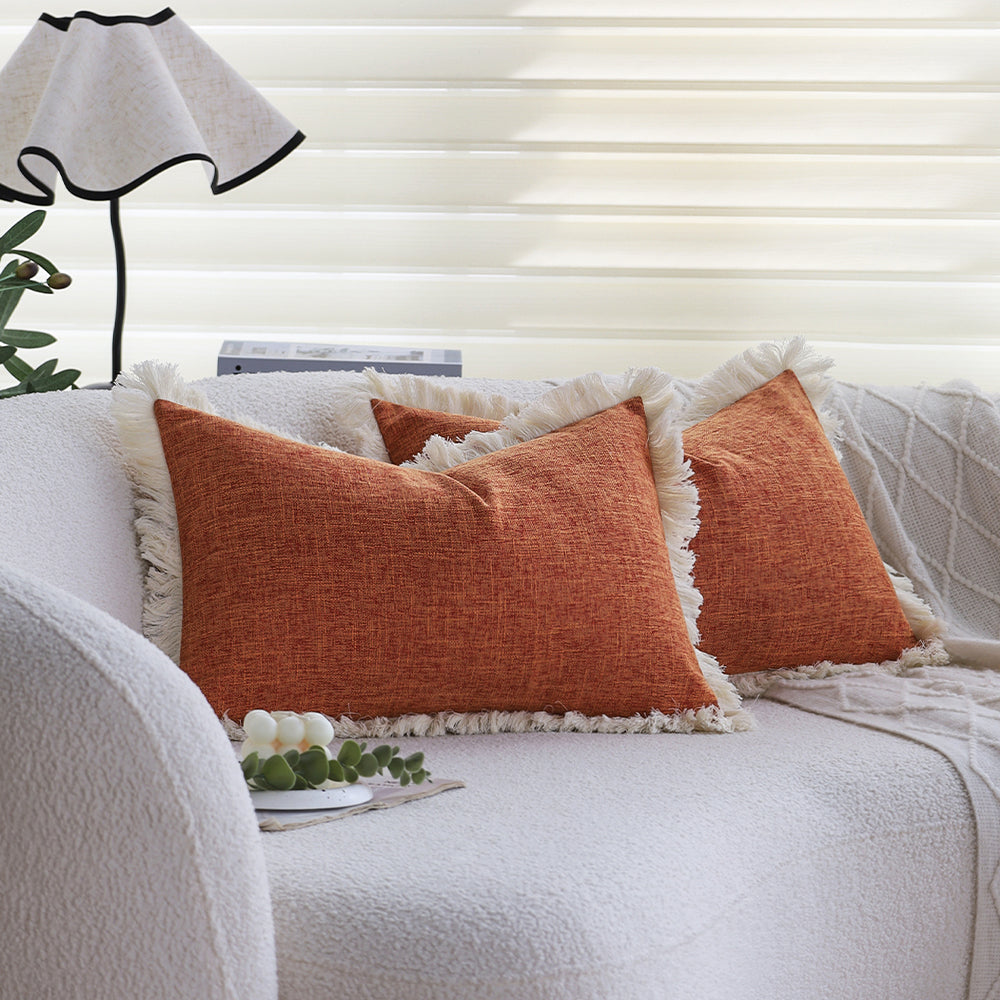 boho-chic style lumbar throw pillow covers and inserts Pack of 1 of 12"x20" and 1 of 18"x18"