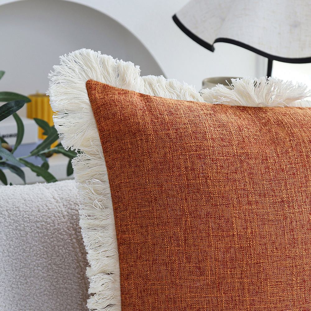 boho-chic style lumbar throw pillow covers Pack of 1 of 12"x20" and 1 of 18"x18"