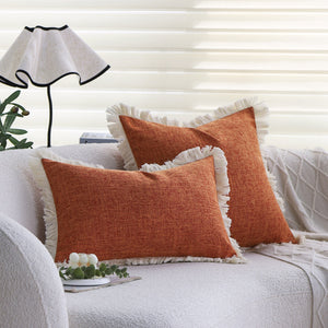boho-chic style lumbar throw pillow covers Pack of 1 of 12"x20" and 1 of 18"x18"