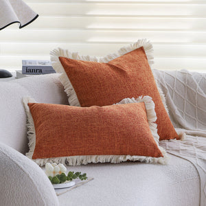 boho-chic style lumbar throw pillow covers and inserts Pack of 1 of 12"x20" and 1 of 18"x18"