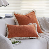 boho-chic style lumbar throw pillow covers Pack of 1 of 12"x20" and 1 of 18"x18"