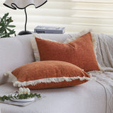 boho-chic style lumbar throw pillow covers and inserts Pack of 1 of 12"x20" and 1 of 18"x18"