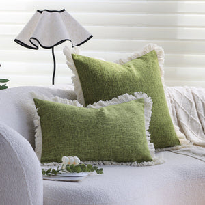 boho-chic style lumbar throw pillow covers and inserts Pack of 1 of 12"x20" and 1 of 18"x18"