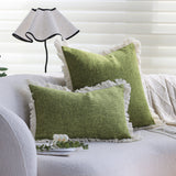 boho-chic style lumbar throw pillow covers Pack of 1 of 12"x20" and 1 of 18"x18"