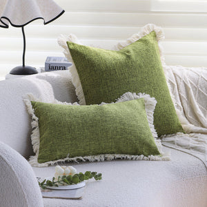 boho-chic style lumbar throw pillow covers and inserts Pack of 1 of 12"x20" and 1 of 18"x18"