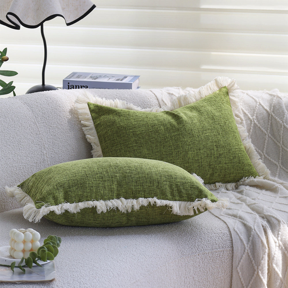 boho-chic style lumbar throw pillow covers Pack of 1 of 12"x20" and 1 of 18"x18"