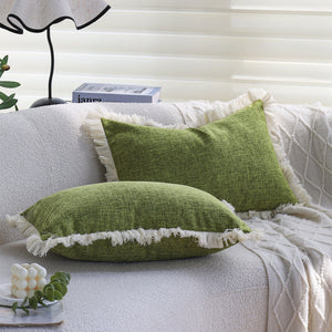 boho-chic style lumbar throw pillow covers Pack of 1 of 12"x20" and 1 of 18"x18"