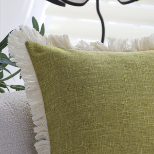 boho-chic style lumbar throw pillow covers and inserts Pack of 1 of 12"x20" and 1 of 18"x18"