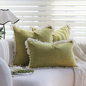 boho-chic style lumbar throw pillow covers Pack of 1 of 12"x20" and 1 of 18"x18"