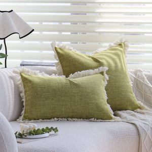 boho-chic style lumbar throw pillow covers and inserts Pack of 1 of 12"x20" and 1 of 18"x18"