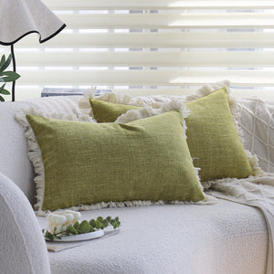 boho-chic style lumbar throw pillow covers and inserts Pack of 1 of 12"x20" and 1 of 18"x18"