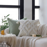18"x 18" Square Throw Pillow Textured Chenille Boho 2 size of Insert options