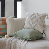 18"x 18" Square Throw Pillow Textured Chenille Boho 2 size of Insert options