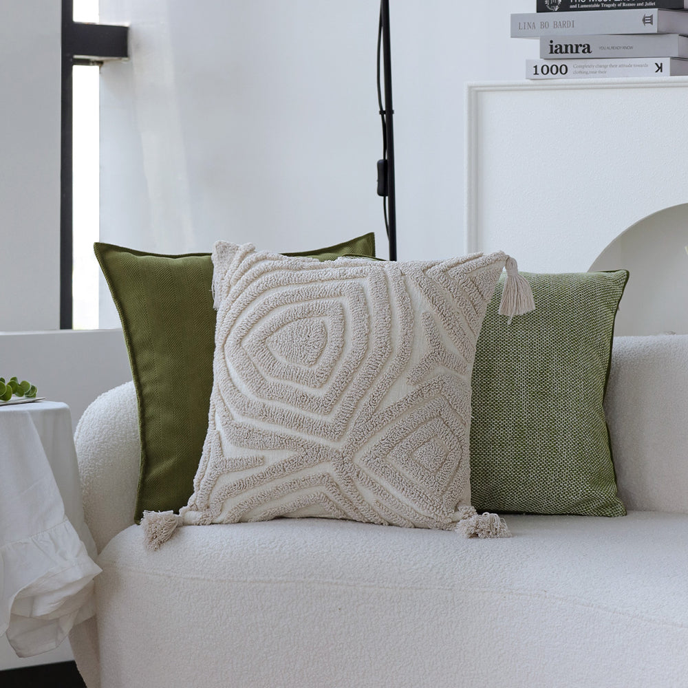 boho-chic style throw pillow coverwith450g insert  Pack of 1 size 18"x18"