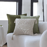 18"x 18" Square Throw Pillow Textured Chenille Boho 2 size of Insert options