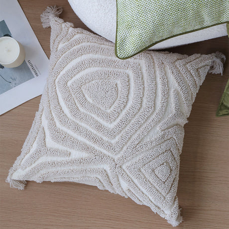 18"x 18" Square Throw Pillow Textured Chenille Boho 2 size of Insert options