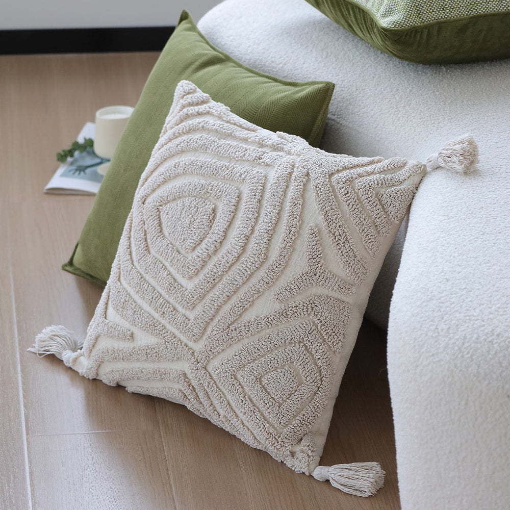 18"x 18" Square Throw Pillow Textured Chenille Boho 2 size of Insert options