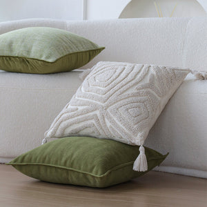 18"x 18" Square Throw Pillow Textured Chenille Boho 2 size of Insert options