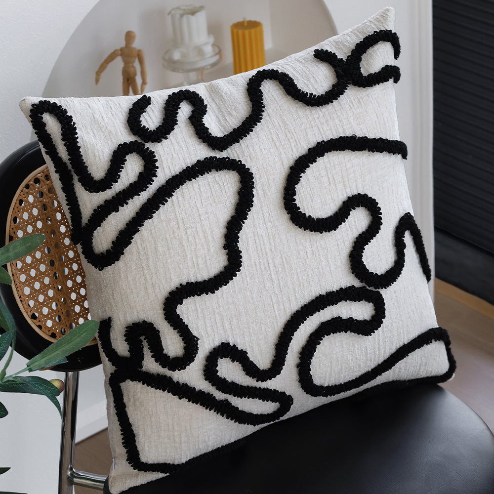 18"x 18" Square Throw Pillow Textured Chenille Boho 2 size of Insert options