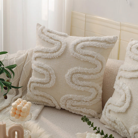 18"x 18" Square Throw Pillow Textured Chenille Boho 2 size of Insert options