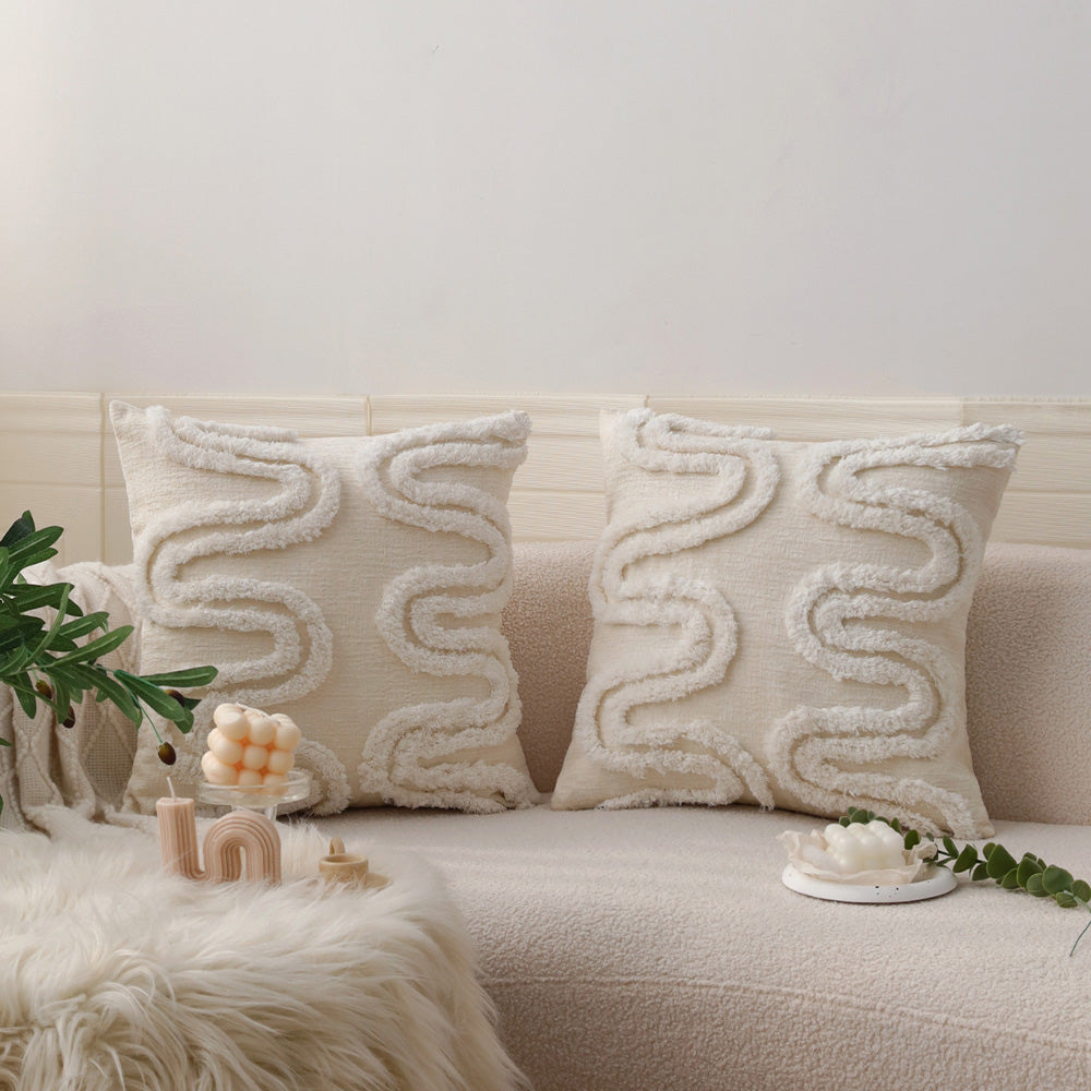 18"x 18" Square Throw Pillow Textured Chenille Boho 2 size of Insert options