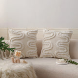 18"x 18" Square Throw Pillow Textured Chenille Boho 2 size of Insert options