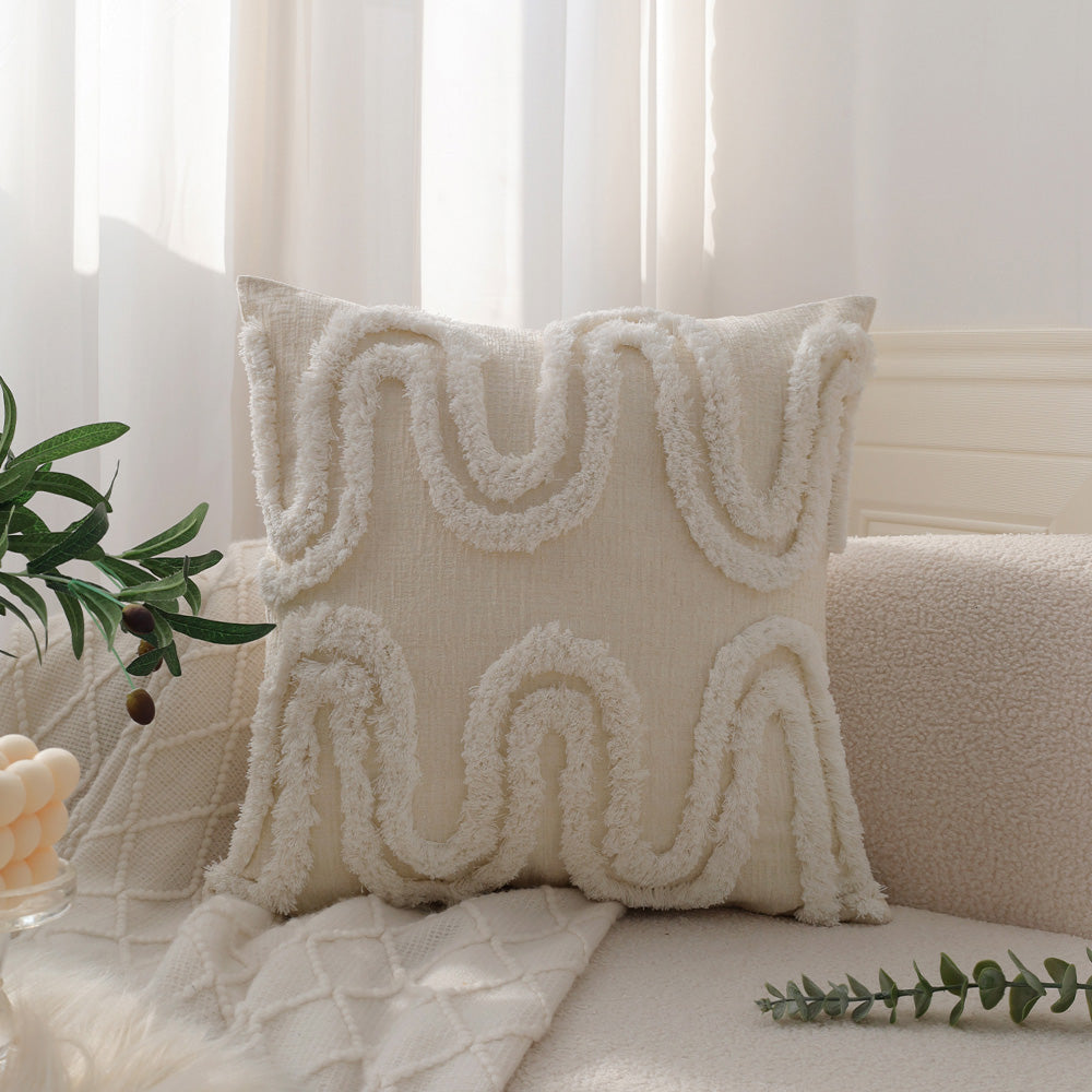 18"x 18" Square Throw Pillow Textured Chenille Boho 2 size of Insert options