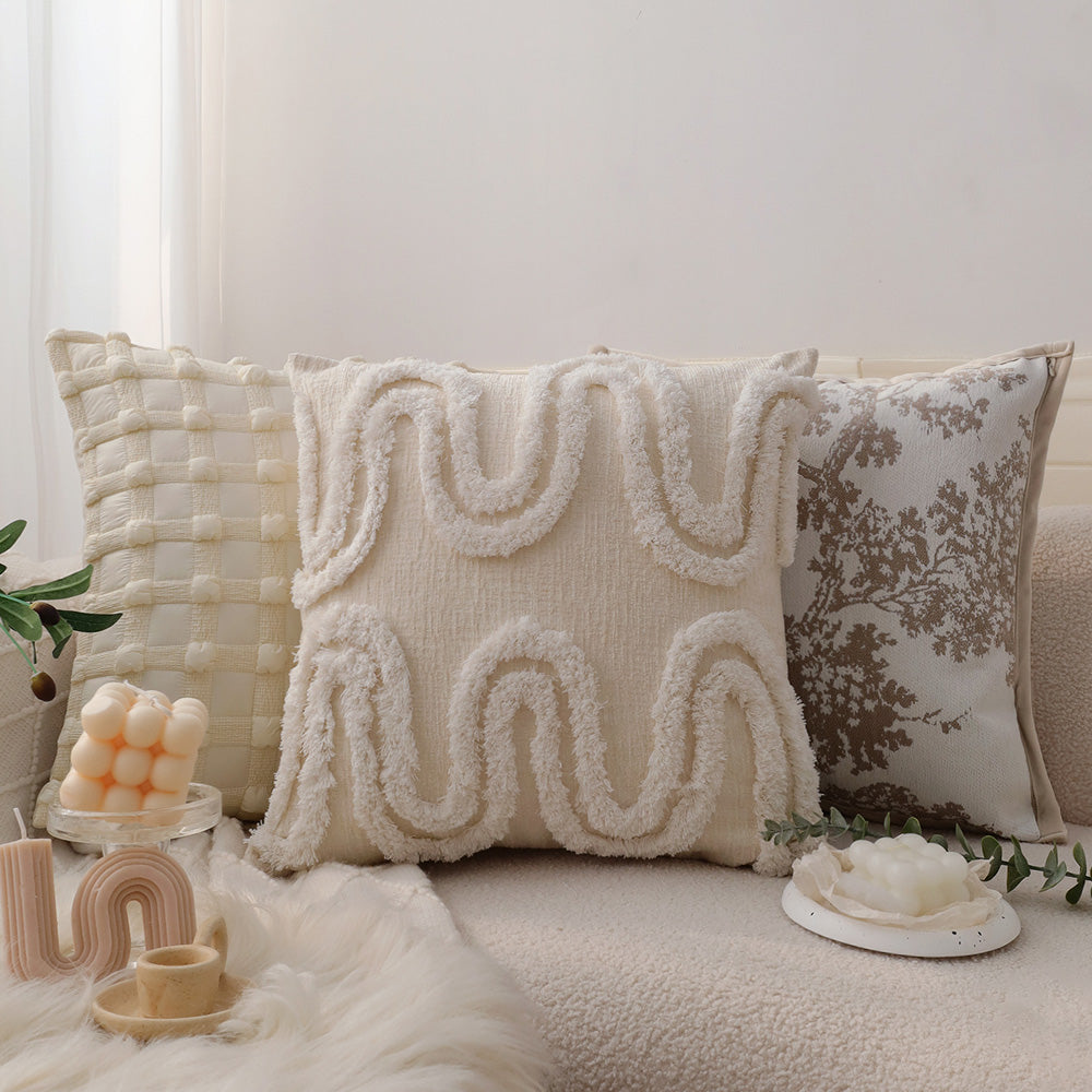 18"x 18" Square Throw Pillow Textured Chenille Boho 2 size of Insert options