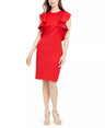 Vince Camuto Women's Ruffled Sheath Dress Red Size 8
